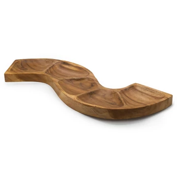 Hullám Teakfa Tál - 55 cm