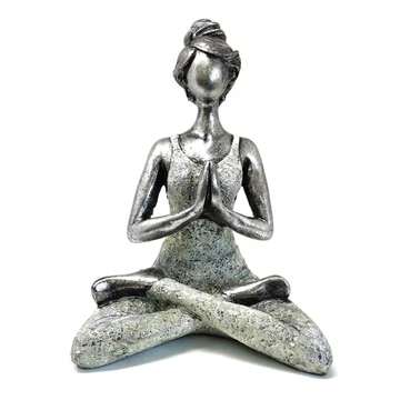 Yoga Lady Szobrocska - Ezüst &amp; Fehér 24cm