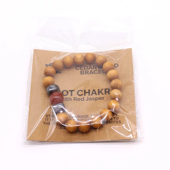 Cédrusfa Gyökér Chakra Karkötő Vörös Jáspissal