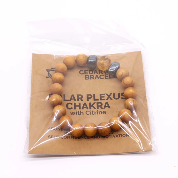 Cédrusfa Solar Plexus Chakra Karkötő Citrinnel