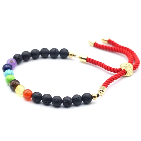 18K Aranyozott Drágakő Karkötő - Lávakő Chakra