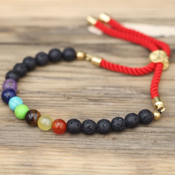 18K Aranyozott Drágakő Karkötő - Lávakő Chakra