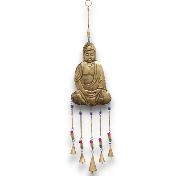 Indiai Harangjáték - Nagy Buddha, öt csengővel - 15x65cm