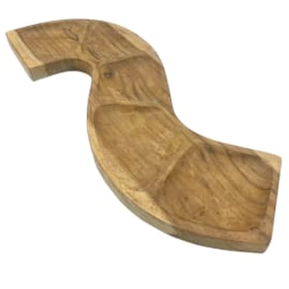 Hullám Teakfa Tál - 55 cm