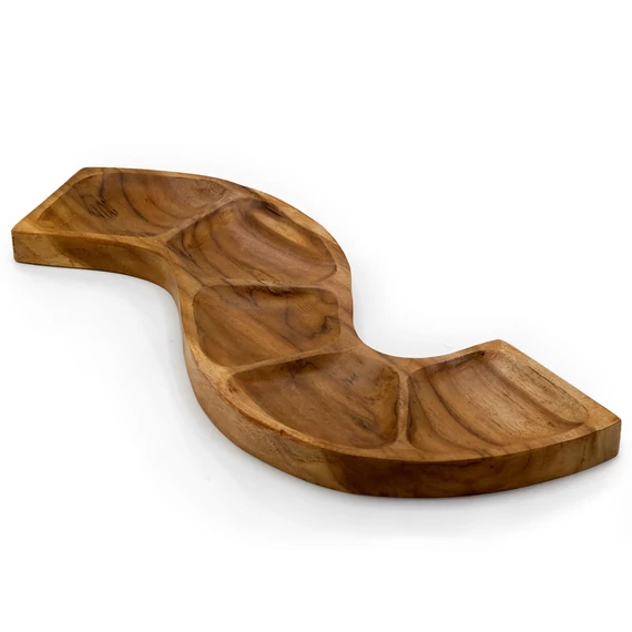 Hullám Teakfa Tál - 55 cm