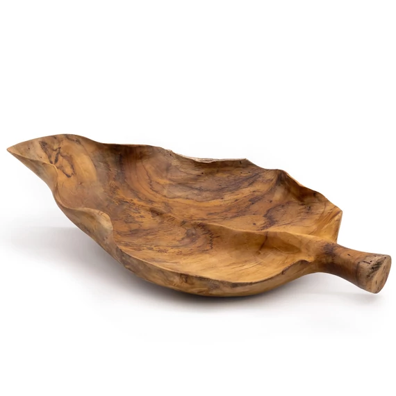 Nagy Levél Alakú Teakfa Tál - 40x24x5cm