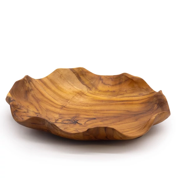 Sima Kerek Teakfa Tál - 28x5.5cm