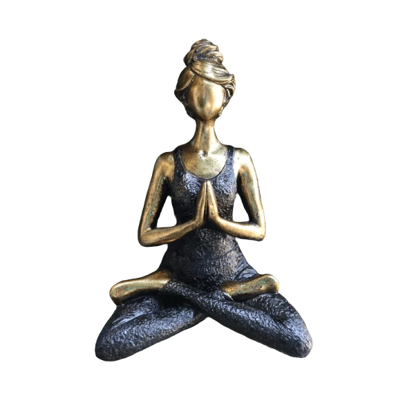 Yoga Lady Szobrocska - Bronz & Fekete 24cm