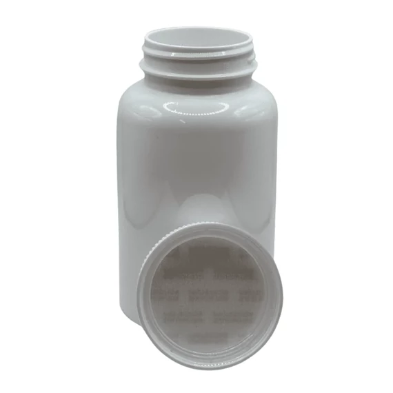 Gyógyszeres flakon, fehér, 250 ml, PET, kupak + szivacs
