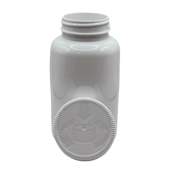 Gyógyszeres flakon, fehér, 250 ml, PET, kupak + szivacs